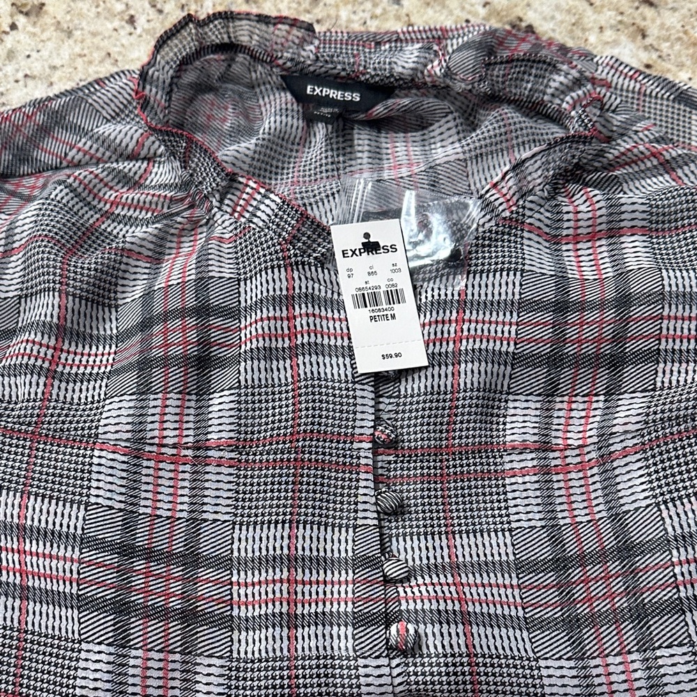 Express women’s Black and Red Plaid blouse